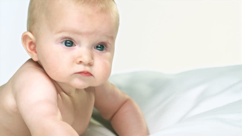 Caucasian Baby With Blue Eyes Stockvideos Filmmaterial 100