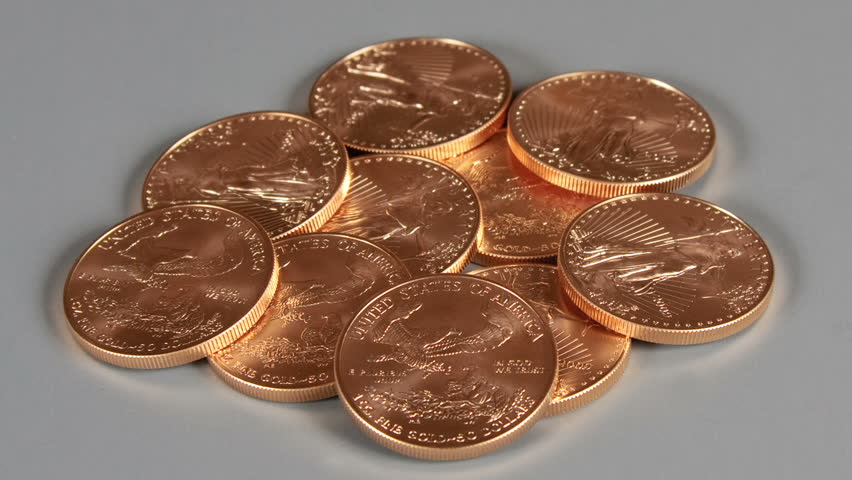 Pure Gold Eagle Coins In Stock Footage Video 100 Royalty Free 496357 Shutterstock