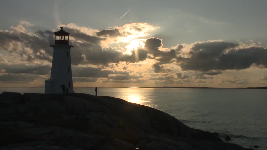 Time-lapse Of Lighthouse At Peggy's Cove During Dusk. Stock Footage ...