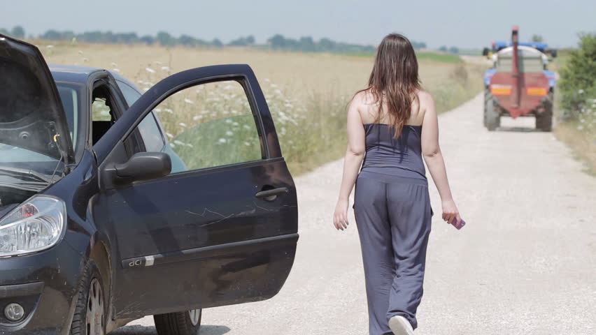 Woman With The Broken Down Stock Footage Video 100 Royalty Free Woman With The Broken Down Car On A Country Road Call Seek Istence