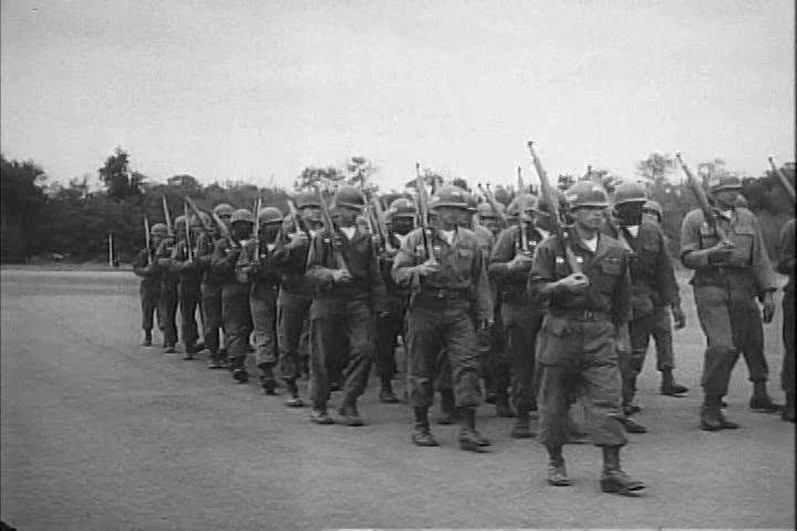 Women's Army Corps Servicewomen March Triumphantly Around A Field At ...