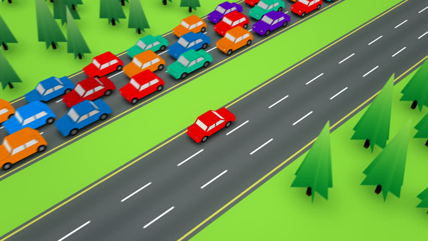 Animation Showing Building All The Elements Of A Scene Of A Car Driving ...