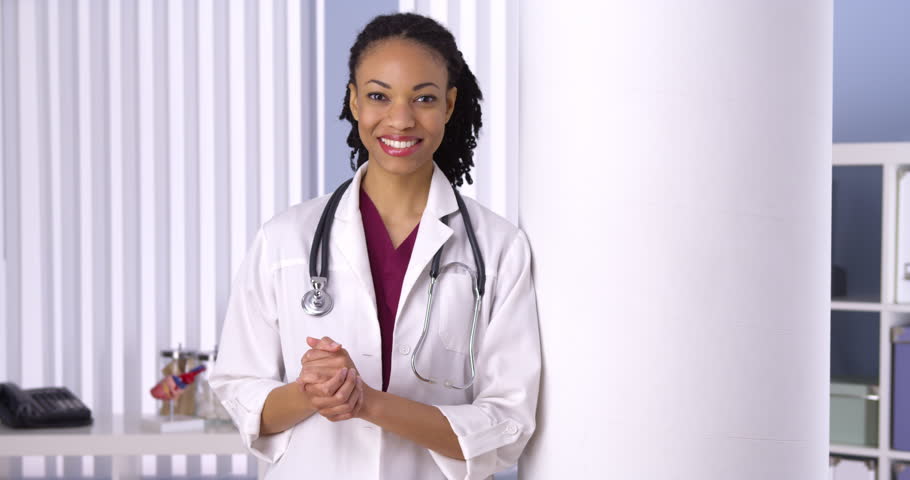 Successful Black Woman Doctor Smiling Stock Footage Video -1092