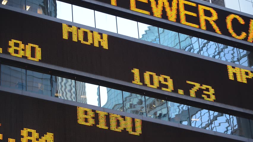 Stock Market Scrolling Ticker With Stock Footage Video 100