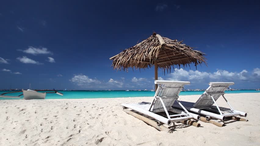 Sun Umbrella And Two Wooden Stock Footage Video 100 Sun Umbrella And Two Wooden Stock