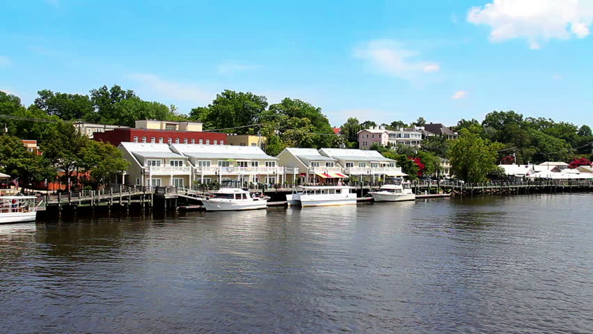 The Cape Fear Riverwalk In Wilmington, North Carolina. Stock Footage ...