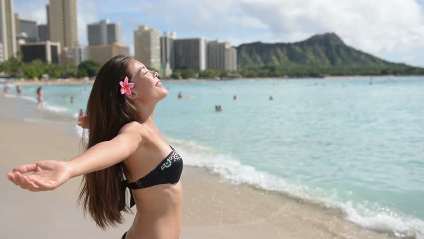 Beach Woman in Bikini Happy Stock Footage Video (100% Royalty-free) 8716807  | Shutterstock