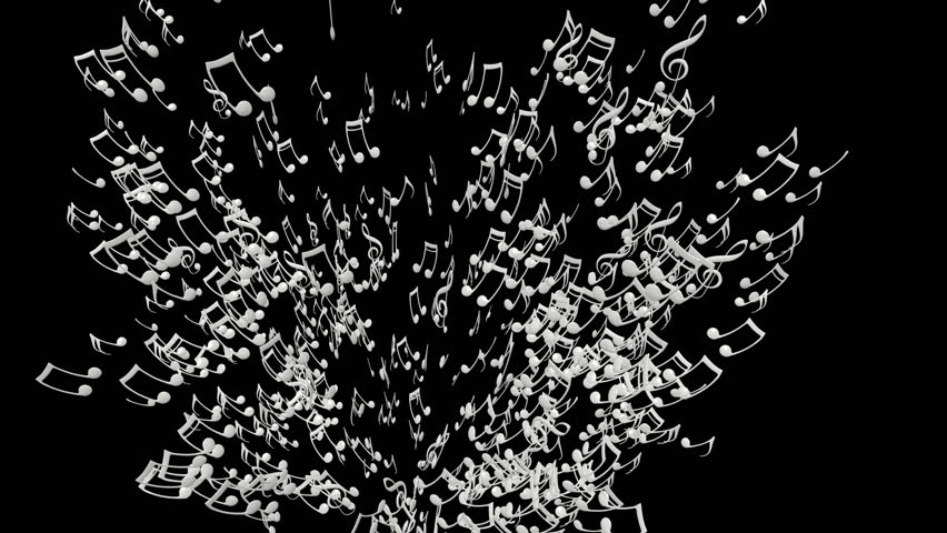 Animated Exploding White 3d Music Notes 2 In 4k. Transparent Background ...