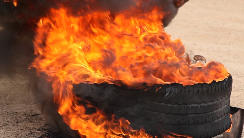 Burning Smoking Tire, Fire Destroys Tire Stock Footage Video 9318509 ...