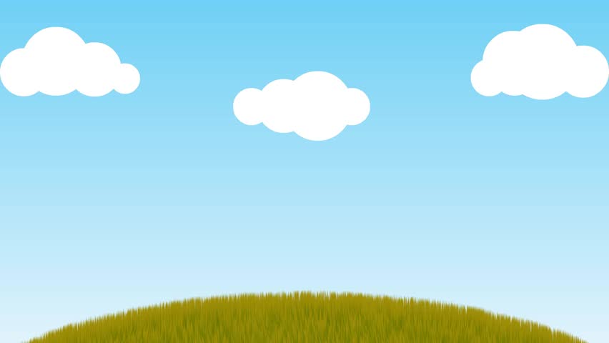 Animated Cartoon Cloudy Sky and Ground - Royalty Free Video