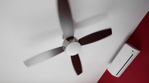 Electric Ceiling Fan And Wall Stock Footage 100 Royalty Free Electric Ceiling Fan And Wall Split System Air Conditioner Indoors