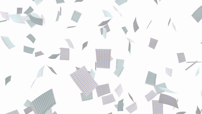 Notebook Paper Falling - Seamless Stock Footage Video (100% Royalty