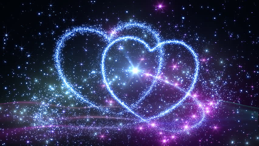 Starry Night In Space Background With Hearts Forming From Stars